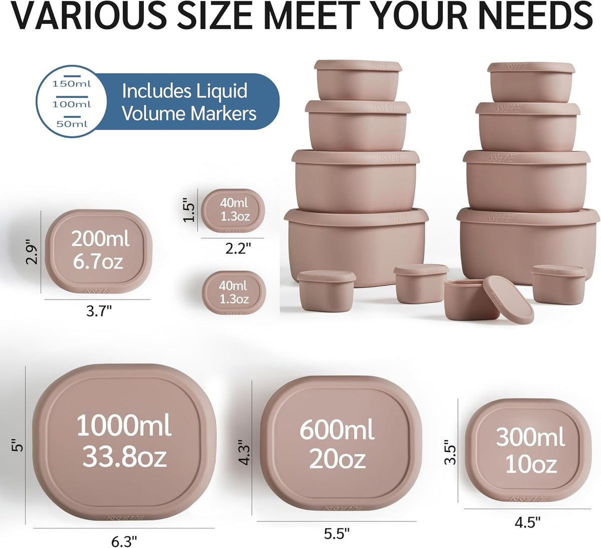 12Pcs/Set Nesting Silicone Food Storage Containers with Lids