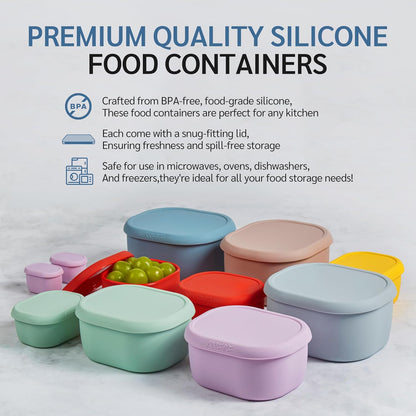 12Pcs/Set Nesting Silicone Food Storage Containers with Lids