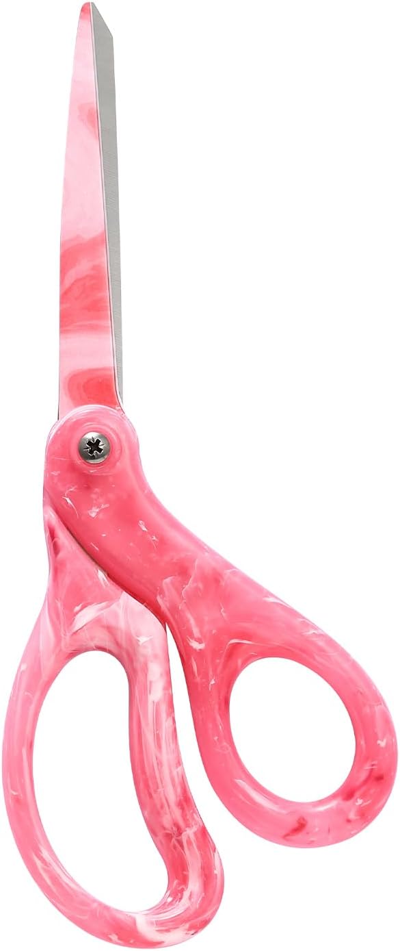 All Purpose Scissors - 8” Sharp Heavy Duty Fabric and Paper Shears with Gradient Pink Color Coating Stainless Steel Blade and Comfort Smooth Grip for Office Home Arts, Crafts
