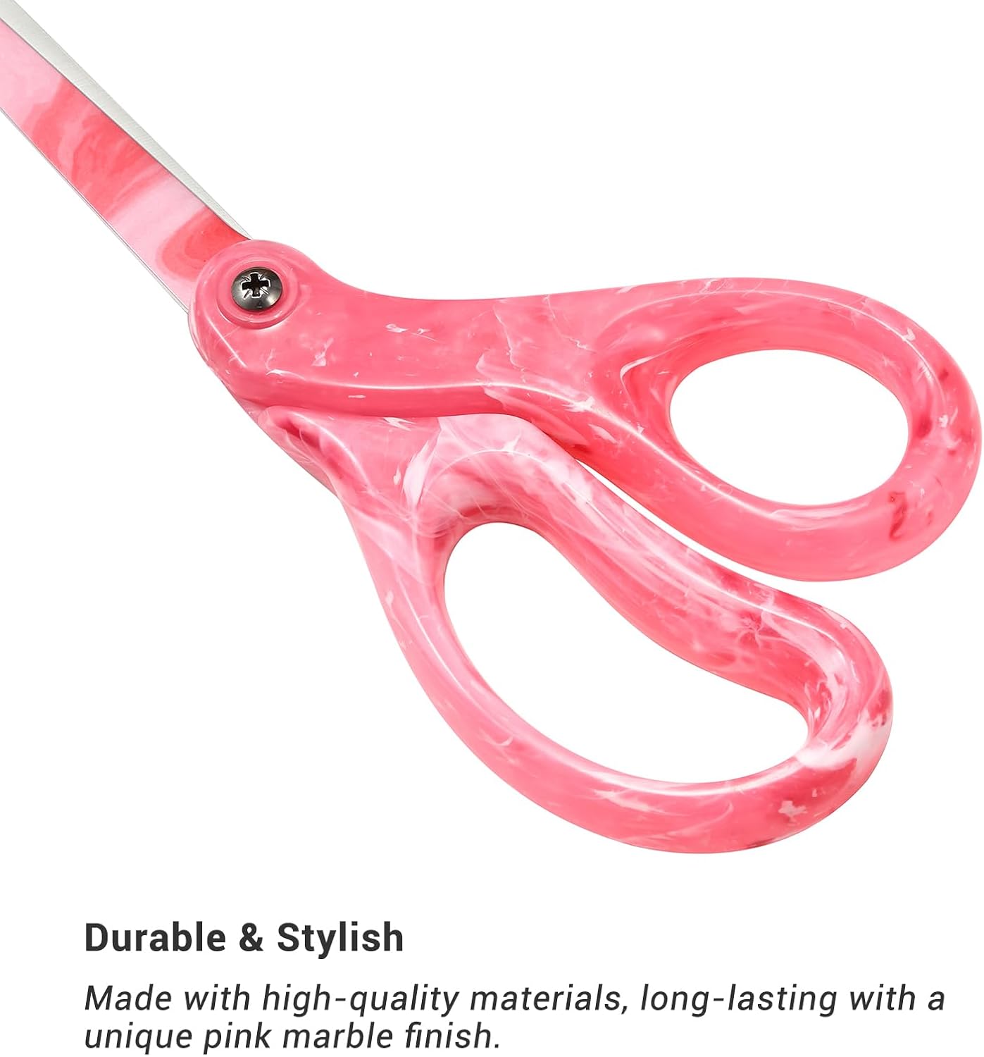 All Purpose Scissors - 8” Sharp Heavy Duty Fabric and Paper Shears with Gradient Pink Color Coating Stainless Steel Blade and Comfort Smooth Grip for Office Home Arts, Crafts