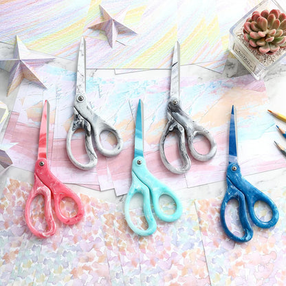 All Purpose Scissors - 8” Sharp Heavy Duty Fabric and Paper Shears with Gradient Pink Color Coating Stainless Steel Blade and Comfort Smooth Grip for Office Home Arts, Crafts