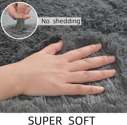 Shag Grey Small Rug 2x3 Area Rugs for Bedroom Dorm Bedside Living Room, Non-Slip Ultra Fluffy Soft Area Rugs for Entry, Kids Room, Study, Office, Playroom, Modern Small Carpet Décor