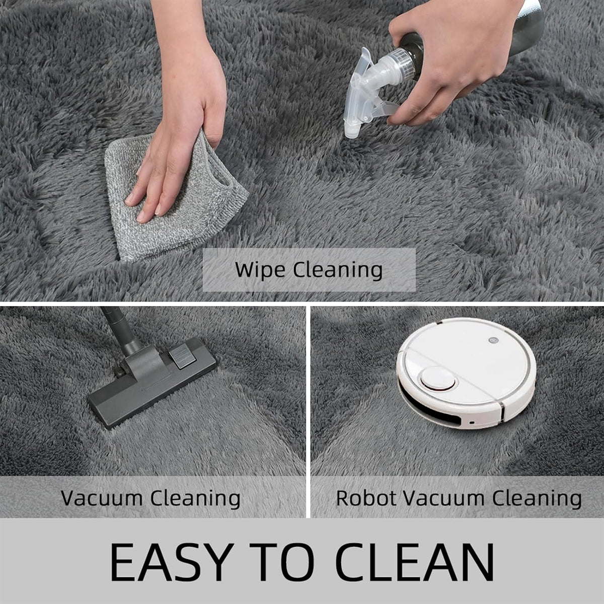 Shag Grey Small Rug 2x3 Area Rugs for Bedroom Dorm Bedside Living Room, Non-Slip Ultra Fluffy Soft Area Rugs for Entry, Kids Room, Study, Office, Playroom, Modern Small Carpet Décor