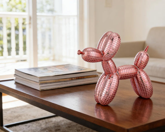 7 Inch Pink Disco Balloon Dog Sculpture