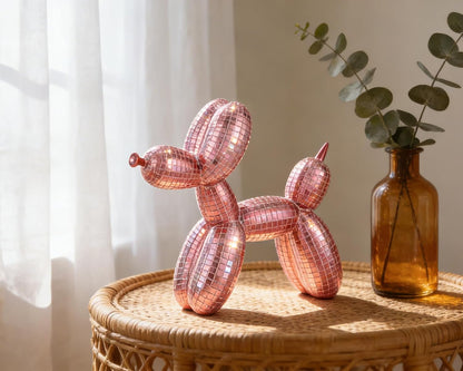 7 Inch Pink Disco Balloon Dog Sculpture