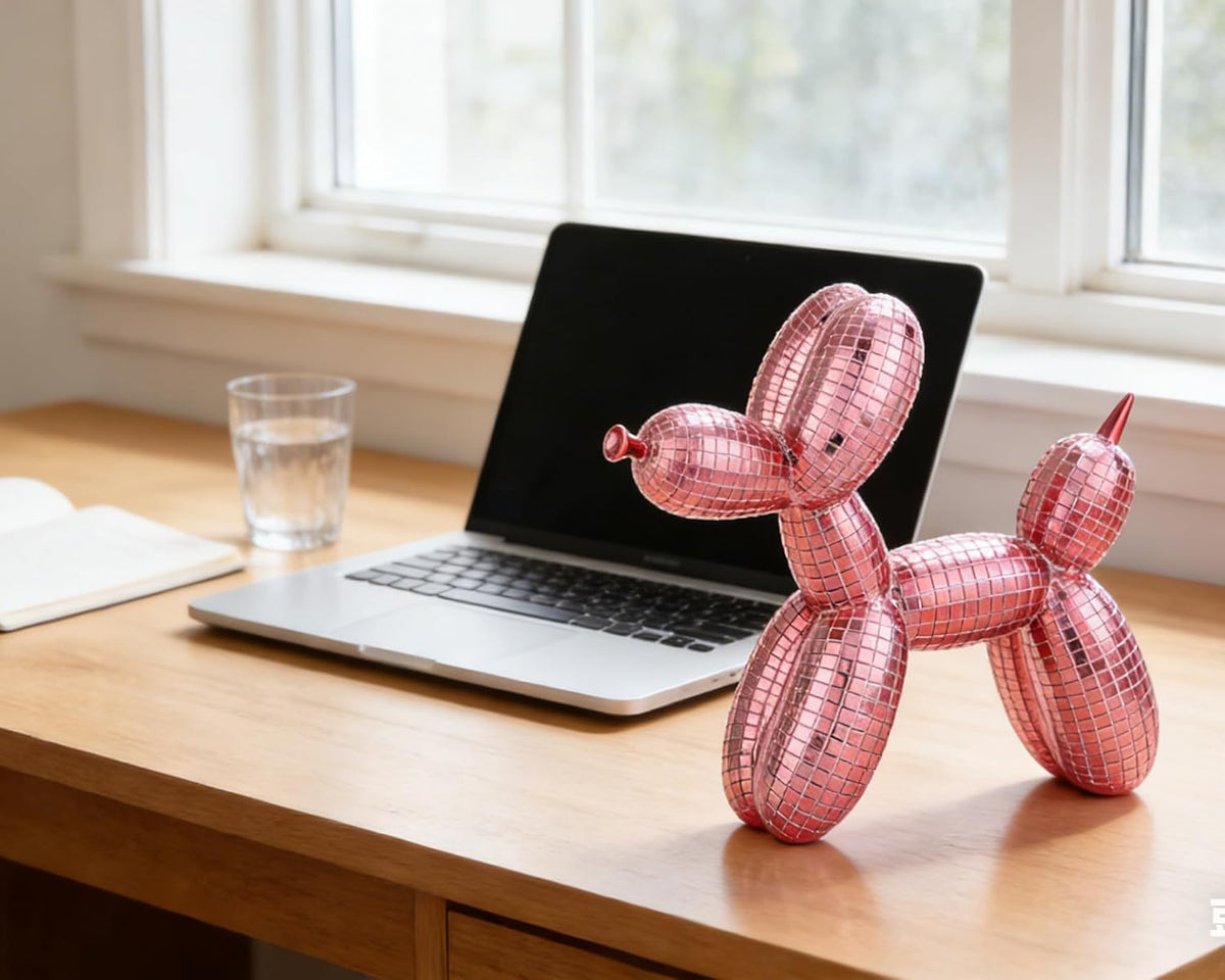 7 Inch Pink Disco Balloon Dog Sculpture