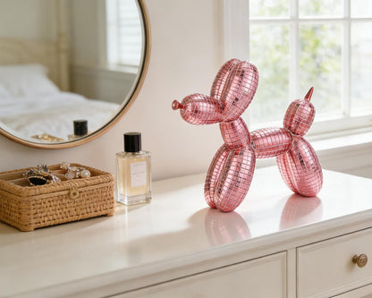 7 Inch Pink Disco Balloon Dog Sculpture