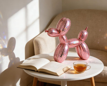 7 Inch Pink Disco Balloon Dog Sculpture