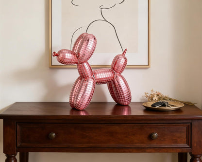 7 Inch Pink Disco Balloon Dog Sculpture