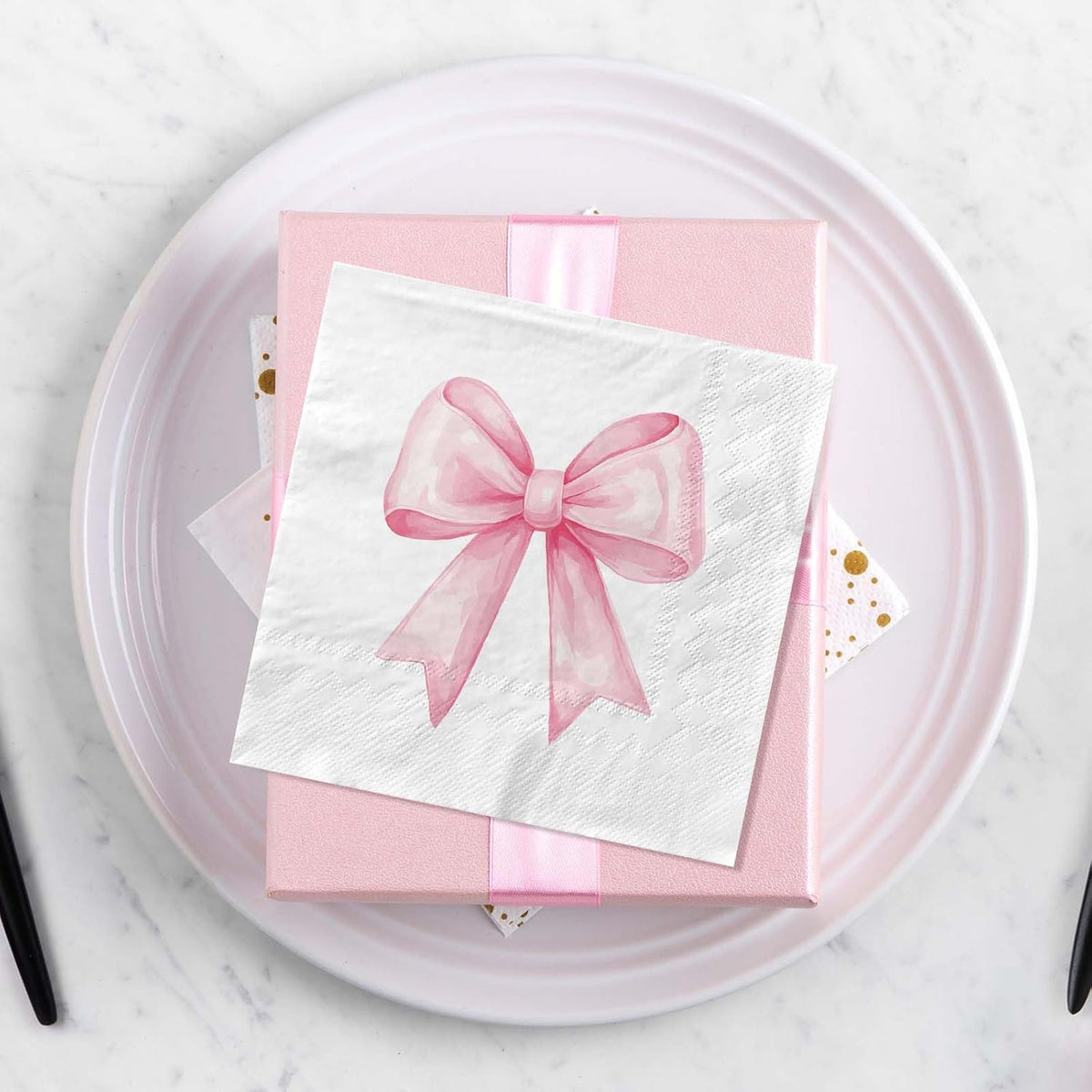 100Pcs Pink Bow Napkins Decorative Bow Coquette Napkins for Bachelorette Bridal Wedding Baby Shower Tea Party Decoration Supplies