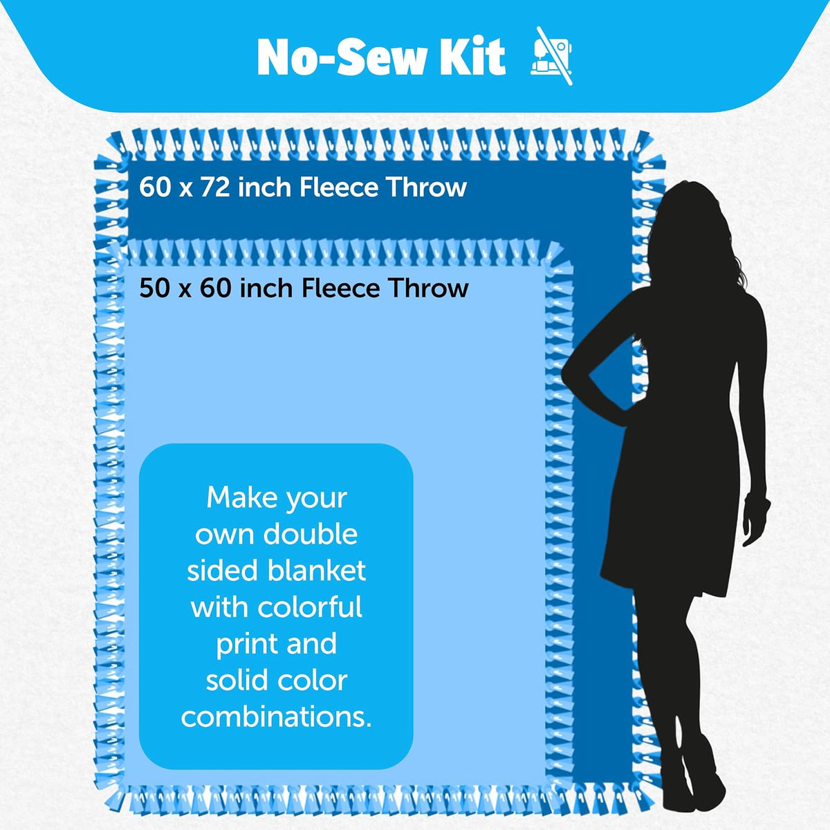 No-Sew Fleece Throw Blanket Kit, Dots on Pink 50x60 inches