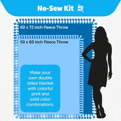 No-Sew Fleece Throw Blanket Kit, Dots on Pink 50x60 inches