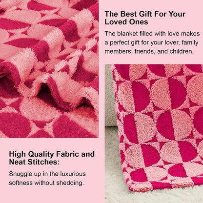 3D Circle Pattern 300 GSM Soft Throw Blankets for Bed - Hot Pink Throw Blankets for Women,Warm Small Throw Blanket, 60x80 Inches
