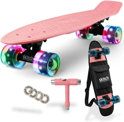 SKITCH Skateboards for Kids, Teens and Adults | Premium Skateboard Gift Set for Beginners and Pros Complete with Mini Cruiser Board + Skateboard Backpack + Video Course + Speed Control + Skate Tool