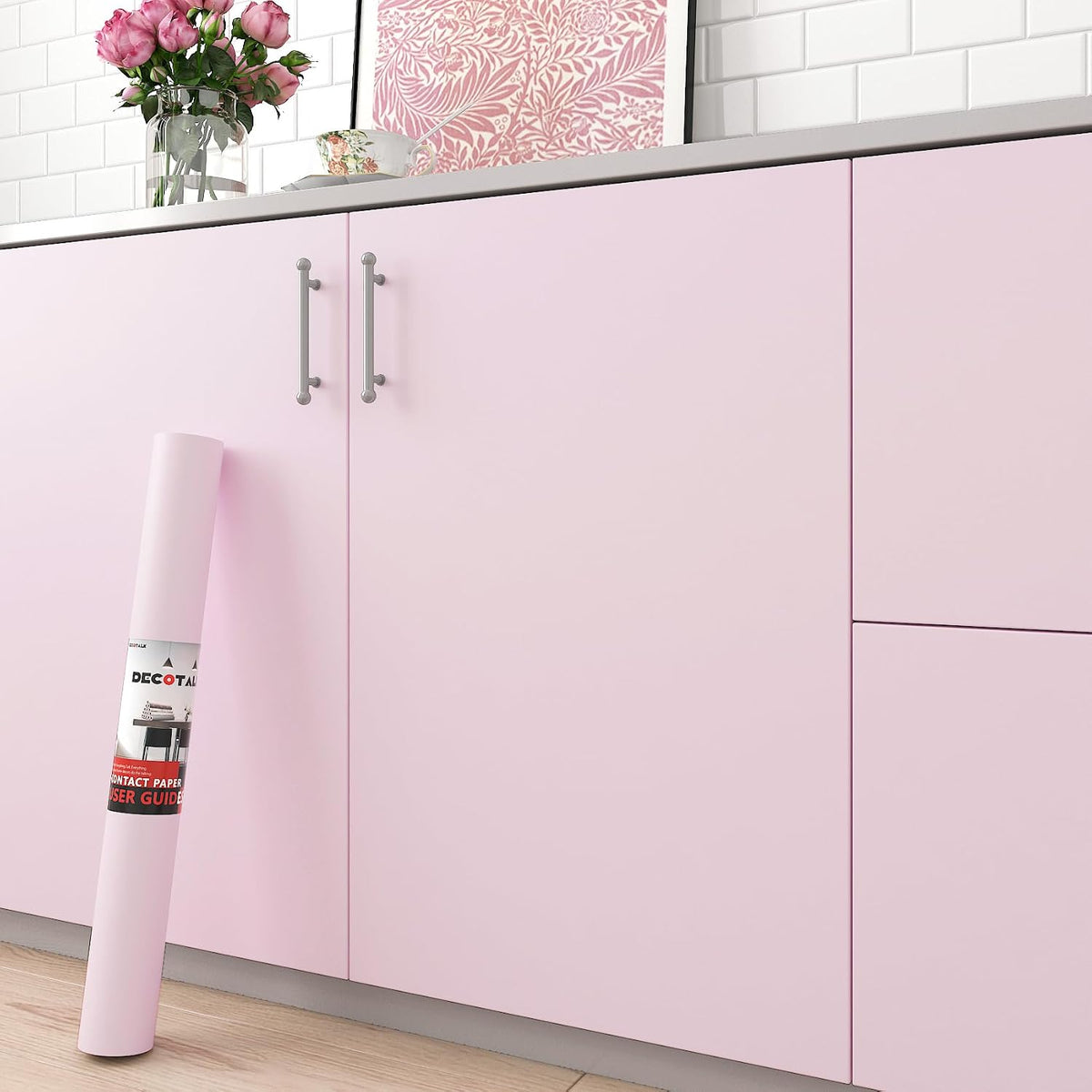 Pink Wallpaper - Pink Peel and Stick Wallpaper for Bedroom Pinkish Wall Paper Vinyl Wrap 17.7x120 Inch Pinkish Contact Paper for Cabinets and Drawers Solid Color Vinyl Wrap Self Adhesive