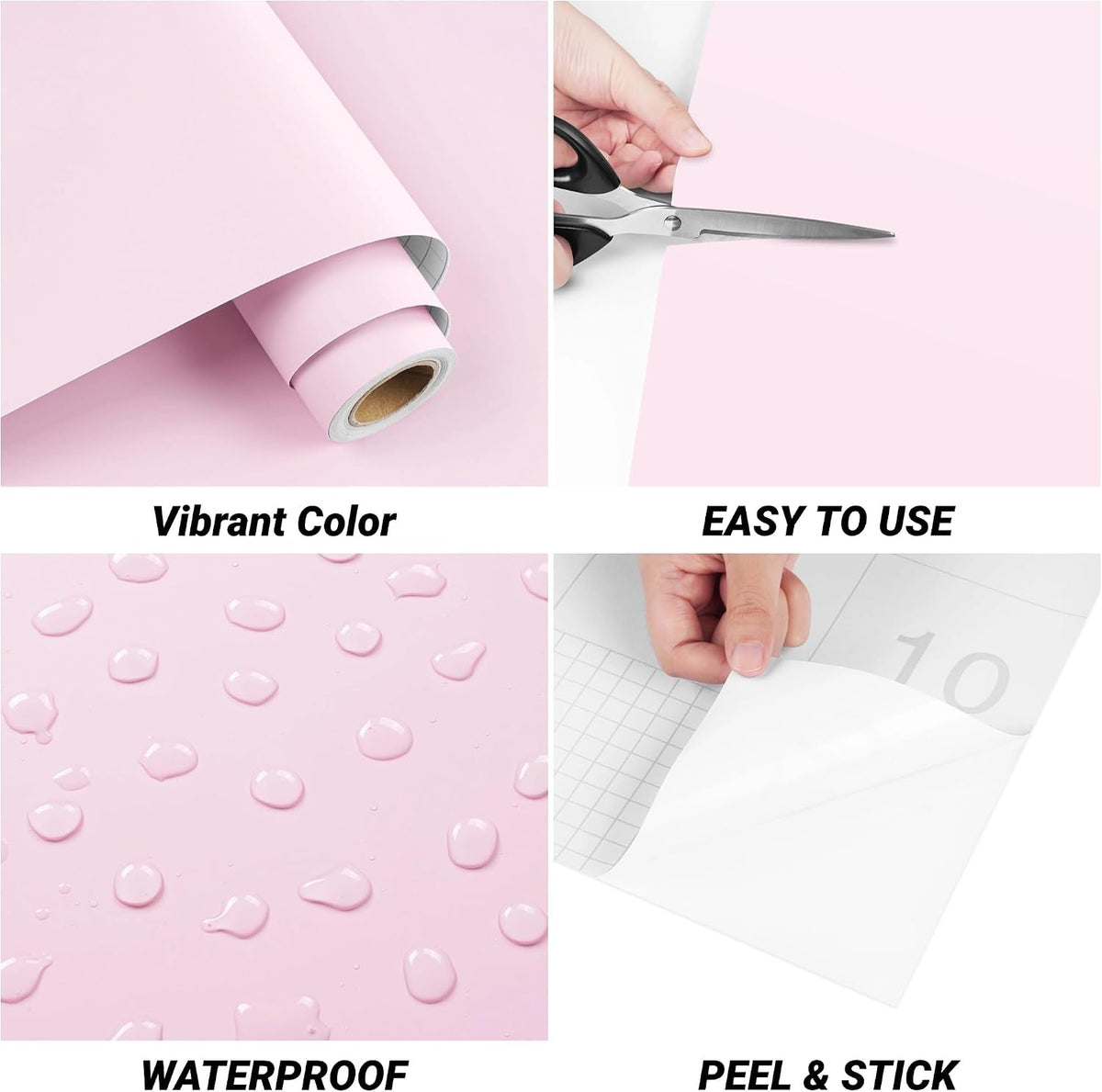 Pink Wallpaper - Pink Peel and Stick Wallpaper for Bedroom Pinkish Wall Paper Vinyl Wrap 17.7x120 Inch Pinkish Contact Paper for Cabinets and Drawers Solid Color Vinyl Wrap Self Adhesive