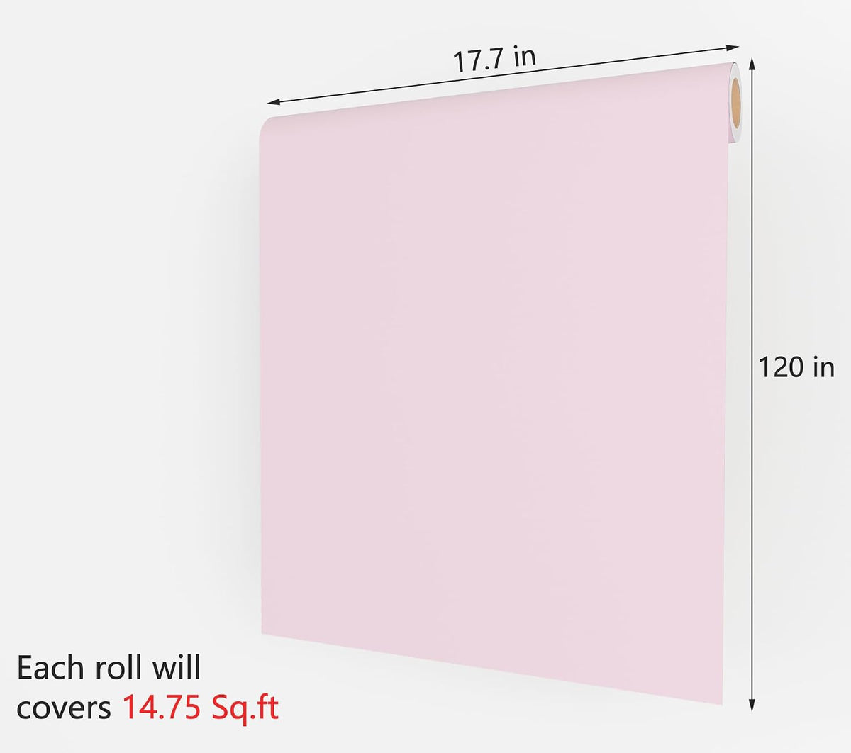 Pink Wallpaper - Pink Peel and Stick Wallpaper for Bedroom Pinkish Wall Paper Vinyl Wrap 17.7x120 Inch Pinkish Contact Paper for Cabinets and Drawers Solid Color Vinyl Wrap Self Adhesive