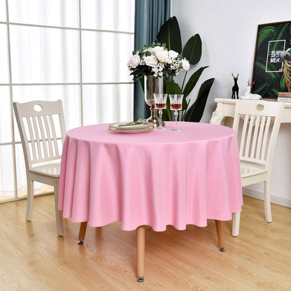 Pink Round Tablecloth Waterproof Wrinkle Free Table Cloth, 48 inch