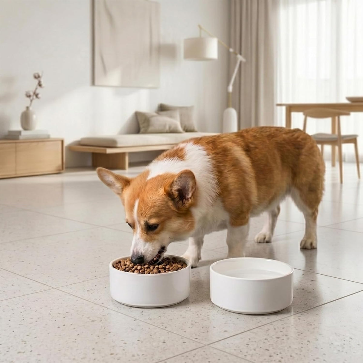 Ceramic Dog Bowl for Food and Water - Pet Feeder Bowl for Small Dogs and Cats - Heavy Ceramic Feeding Dish with Non Slip Base - Dishwasher & Microwave Safe - 5 Inch - 1.4  Cups - Pink