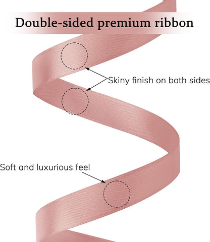 Double Face Peach Pink Satin Ribbon 5/8 inch X 100 Yards Fabric Ribbons for Gift Wrapping Bows Bouquet Sewing Craft Home Decor Hair Floral