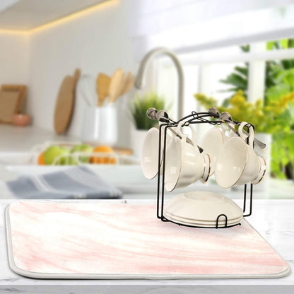 Super Absorbent Dish Drying Mat, Microfiber Fast-Drying Dish Mat, 16" x 18", Kitchen Dish Drying Pad, Pink Coral Marble