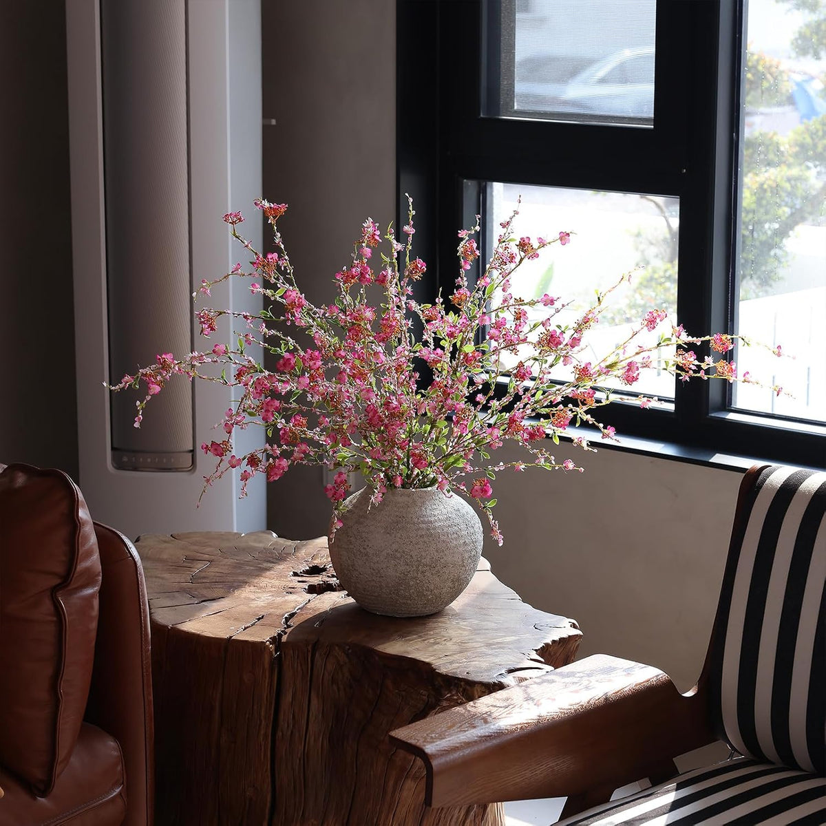 3Pcs 45" Artificial Cherry Blossom Branches Pink Fake Silk Cherry Blossoms Flowers with Long Stem for Wedding Decorations Table Centerpieces Vase Arrangement Home Decor (Pink)