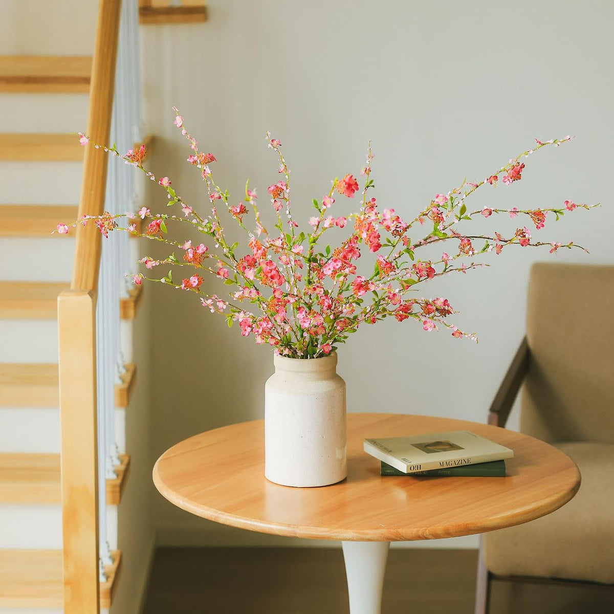 3Pcs 45" Artificial Cherry Blossom Branches Pink Fake Silk Cherry Blossoms Flowers with Long Stem for Wedding Decorations Table Centerpieces Vase Arrangement Home Decor (Pink)