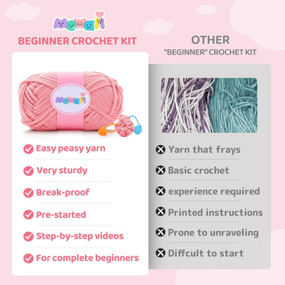 Strawberry Cow Crochet Kit for Beginners, 40% Extra Yarn