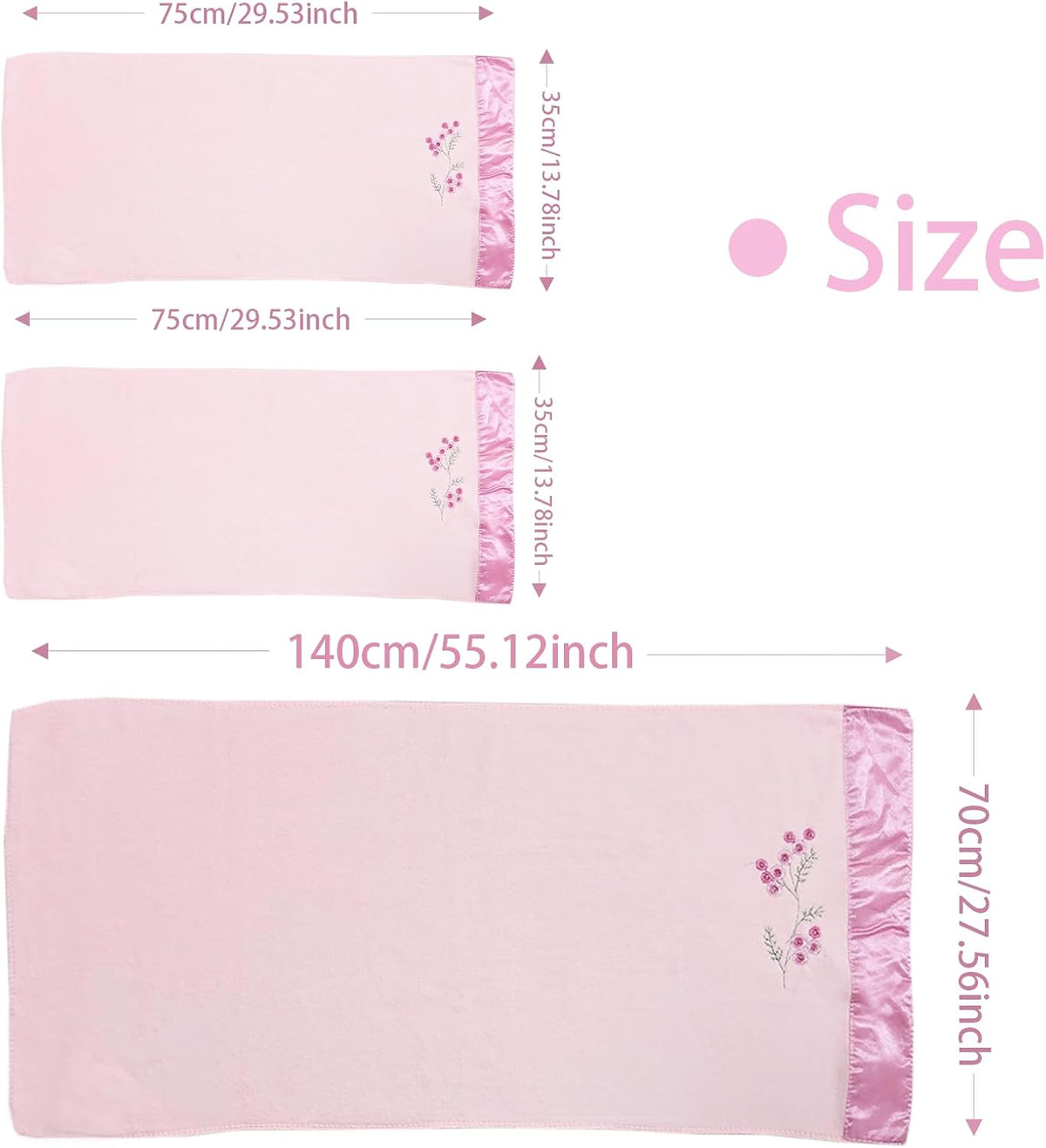 Pink Plum Blossom-Embroidered Bath Towel Set, 3 Pieces，Soft, Skin-Friendly and Water-Absorbent, Mother's Day and Valentine's Day Gift(1 Bath Towel,2 Hand Towels)