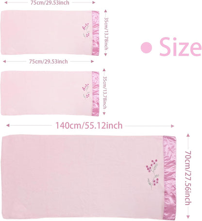 Pink Plum Blossom-Embroidered Bath Towel Set, 3 Pieces，Soft, Skin-Friendly and Water-Absorbent, Mother's Day and Valentine's Day Gift(1 Bath Towel,2 Hand Towels)