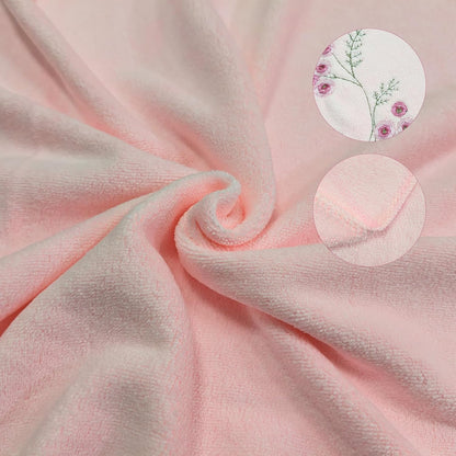 Pink Plum Blossom-Embroidered Bath Towel Set, 3 Pieces，Soft, Skin-Friendly and Water-Absorbent, Mother's Day and Valentine's Day Gift(1 Bath Towel,2 Hand Towels)