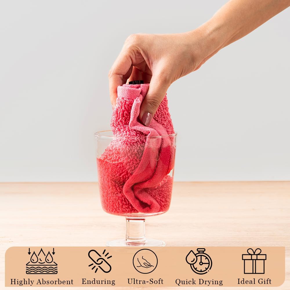 Kitchen Cleaning Dish Wash Cloths Waffle Terry Design Kitchen DishCloths|Washable 12x12 Cotton Dish Rags for Drying Dishes|Counter Top Barista Dust Wipes|Spring Easter Basket Decor| 6 Pc Set- Pink