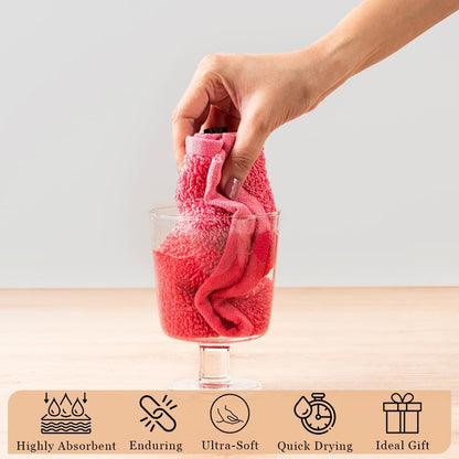 Kitchen Cleaning Dish Wash Cloths Waffle Terry Design Kitchen DishCloths|Washable 12x12 Cotton Dish Rags for Drying Dishes|Counter Top Barista Dust Wipes|Spring Easter Basket Decor| 6 Pc Set- Pink