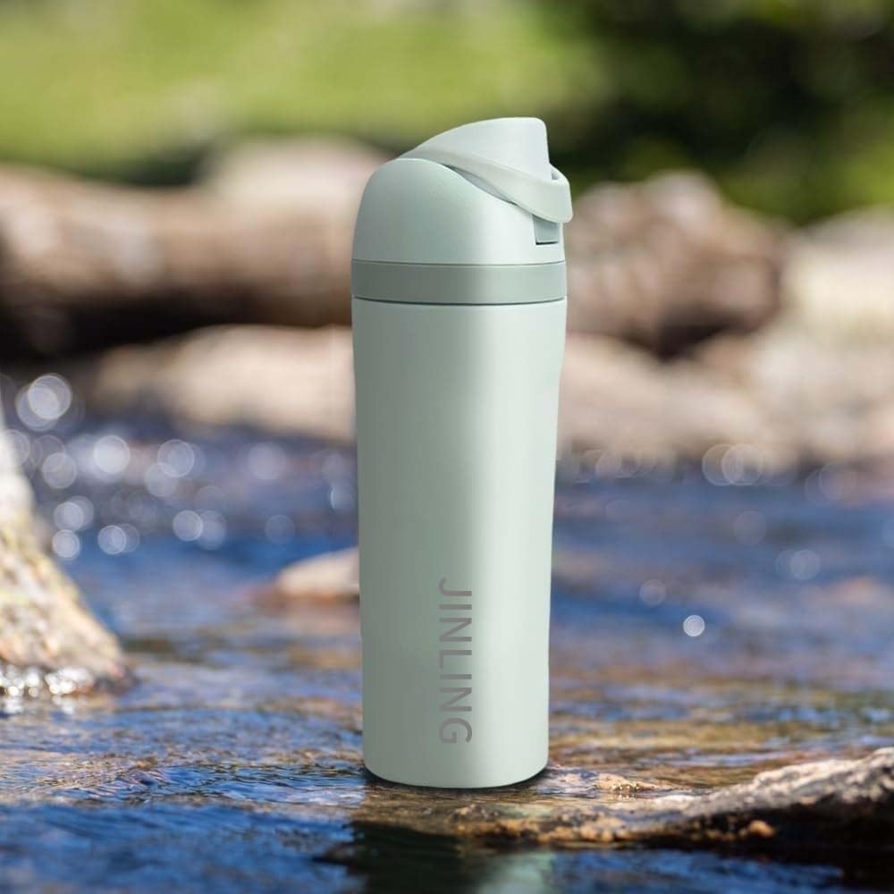 24oz Insulated Stainless Steel Water Bottle with Straw for Sports and Travel, BPA-Free Sports Water Bottle (Light Pink)