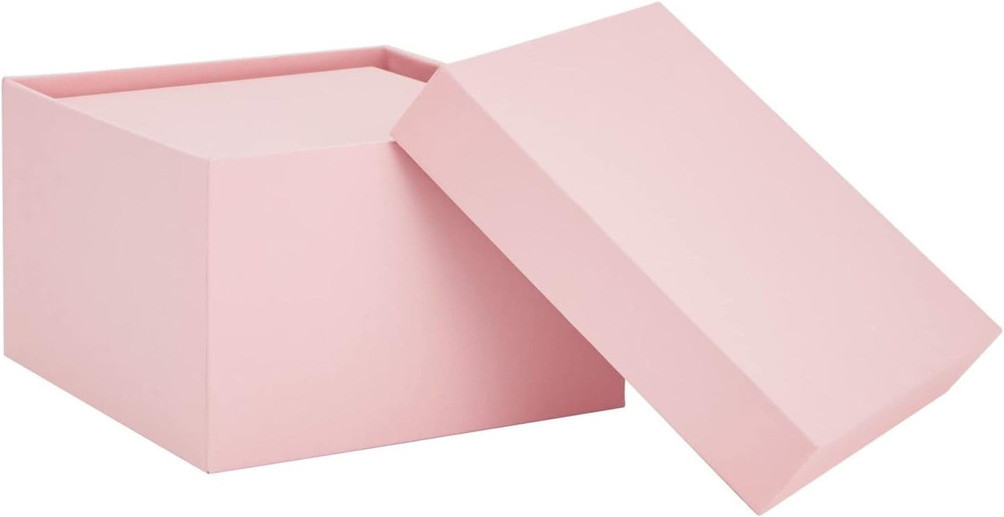 Gift Box Set - 4 Piece Assortment, Pink - Nesting & Stackable Pink Square Boxes with Lids for Weddings, Birthdays & Favors