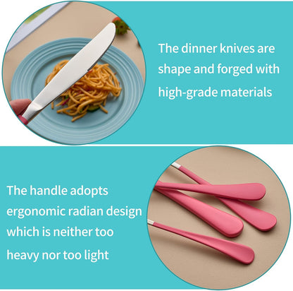 20-Piece Pink Silverware Set for 4, 18/0 Stainless Steel Flatware Cutlery Utensils Set, Include Dinner Knives,Dinner Forks,Dinner Spoons,Salad Forks,Teaspoons,Dishwasher Safe