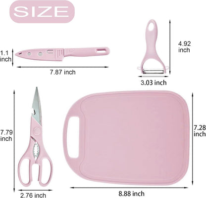 Travel Cutting Board Set, 4 Pcs Portable Mini Camping Knife Set