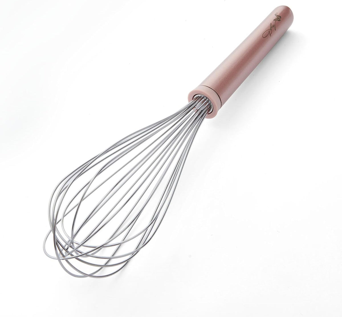 Whisk – 12-Inch Stainless Steel Whisk with Blush Details, Ergonomic Handle, Dishwasher Safe, Perfect for Beating Eggs, Whipping Cream & Mixing Batters