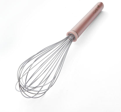Whisk – 12-Inch Stainless Steel Whisk with Blush Details, Ergonomic Handle, Dishwasher Safe, Perfect for Beating Eggs, Whipping Cream & Mixing Batters
