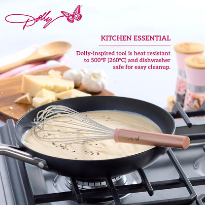 Whisk – 12-Inch Stainless Steel Whisk with Blush Details, Ergonomic Handle, Dishwasher Safe, Perfect for Beating Eggs, Whipping Cream & Mixing Batters