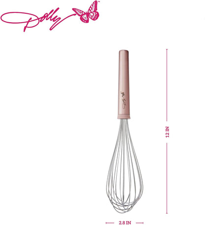 Whisk – 12-Inch Stainless Steel Whisk with Blush Details, Ergonomic Handle, Dishwasher Safe, Perfect for Beating Eggs, Whipping Cream & Mixing Batters