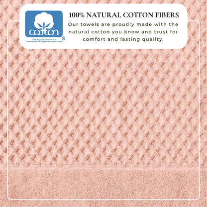 Bath Towels - 100% Cotton 4 Pack 54x27 Bath Towel Set - Absorbent, Durable, Quick-Dry Towels for Bathroom (Pink)