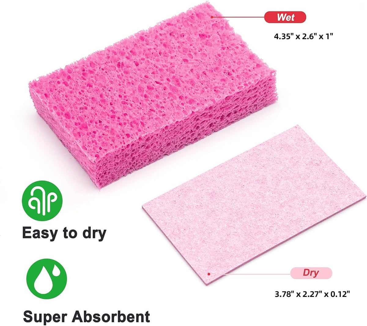 6 - Pack Non-Scratch Scrub Sponges - Sponges for Dishes and Washing Dishes, Cleaning Sponges for Kitchen Home Office, Magical 3D DIY Art and Craft Suppliers（Pink）