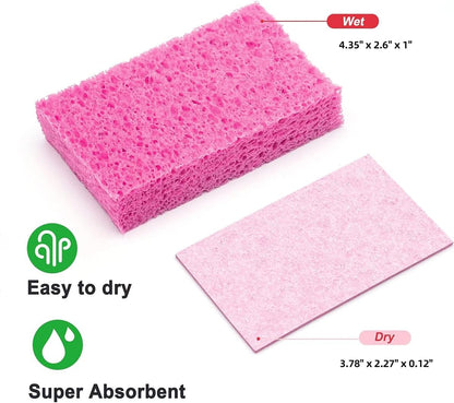 6 - Pack Non-Scratch Scrub Sponges - Sponges for Dishes and Washing Dishes, Cleaning Sponges for Kitchen Home Office, Magical 3D DIY Art and Craft Suppliers（Pink）