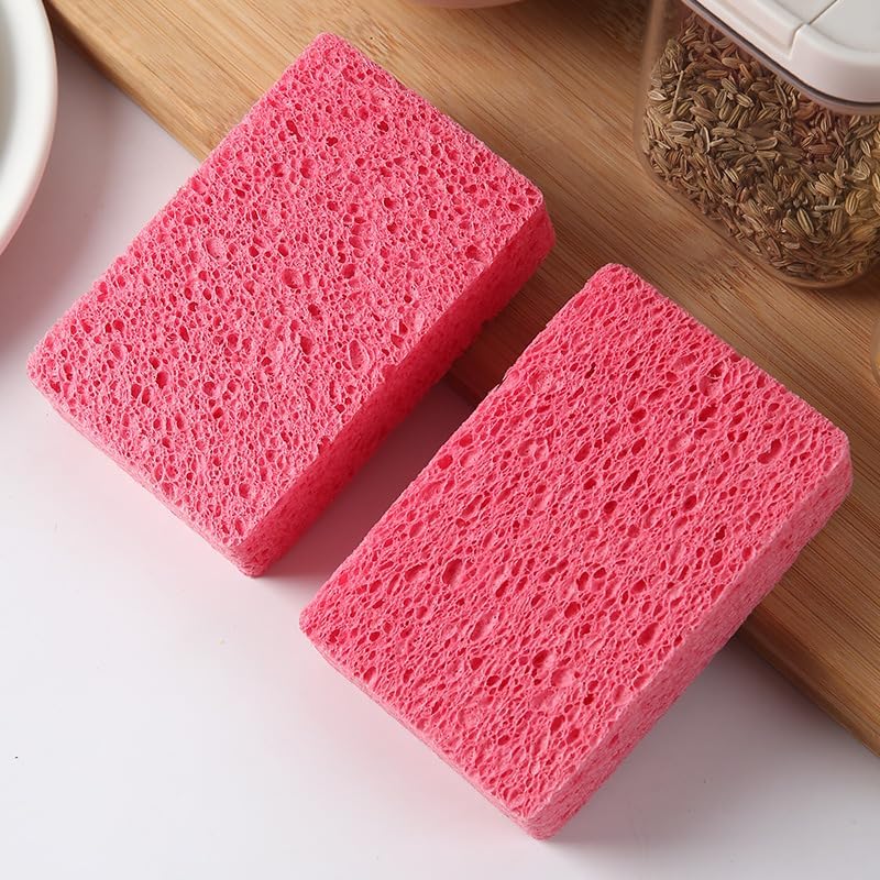 6 - Pack Non-Scratch Scrub Sponges - Sponges for Dishes and Washing Dishes, Cleaning Sponges for Kitchen Home Office, Magical 3D DIY Art and Craft Suppliers（Pink）