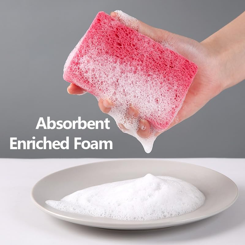 6 - Pack Non-Scratch Scrub Sponges - Sponges for Dishes and Washing Dishes, Cleaning Sponges for Kitchen Home Office, Magical 3D DIY Art and Craft Suppliers（Pink）