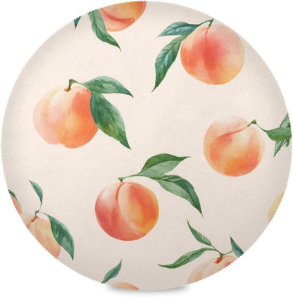 Round Placemats Set Peach Pattern 4 Pcs Fabric Table Mats for Dining Table