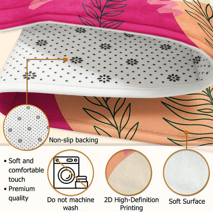 Sun Area Rug, Modern Abstract Leaves Wavy Lines Summer Peach Non-Slip Home Indoor Pattern Carpets Non Shedding Rugs for Living Room Bedroom Under Table Dining Decor 4' X 6'