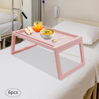 Laptop Bed Desk, Foldable Laptop Beds Desk with Legs, Fortable Notebook Stand Desk Tray for for Eating, Reading and Working, 8-Piece (Pink-6pcs)