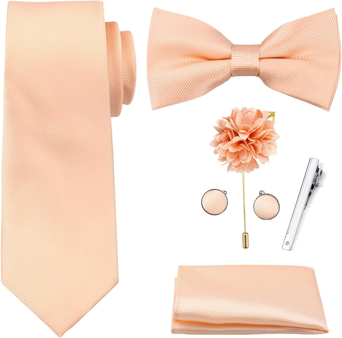 Mens Versatile 6 Pcs Ribbed Tie Set